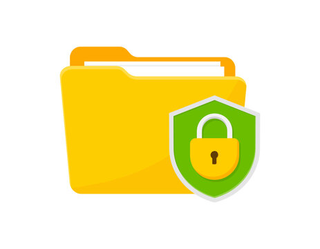 Folder lock icon. Secure folder with confidential files. Document security. Data protection. Safe confidential information. Vector illustration.
