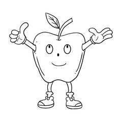 The illustration of funny apel character vector. Suitable for food and beverage or teaching material for young learners