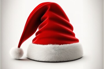 Santa hat placed on a pure white background, Santa clause hat isolated on a white background.