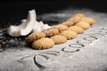 Healthy vegan homemade coconut cookies, Healthy vegan food concept