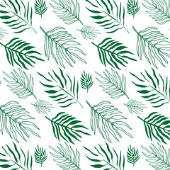 Fototapeta na wymiar tropical leaves. Palm and monster. Seamless vector pattern.