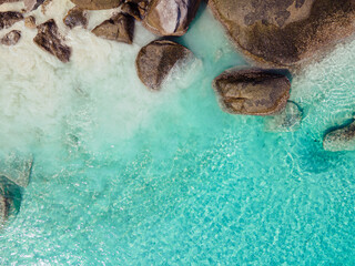 the aerial view of the seascape and sea texture and copy space