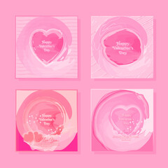 Set of pink banners. Valentine's day February 14 stories design template set. Story geometric layout for promo greeting card design for lovers holidays. Beige and pink elegant cute social post posters