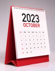Simple desk calendar 2023 - October - obrazy, fototapety, plakaty