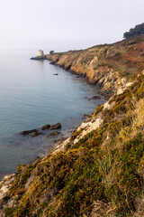 Rocky coast on Howth island, Dublin, Ireland