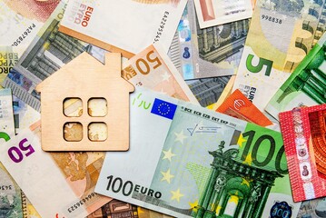 The symbol of the house stands on the background of the Euro
