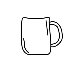 Coffee, tea cups vector doodle clipart, set of elements. Hand drawn cups, mugs. Hot drinks. Dishes.
