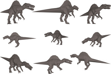 set of dinosaurs silhouettes