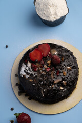 homemade dark chocolate brownies and strawberry delicious bitter sweet and fudge. Christmas 