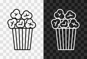 Popcorn, high quality vector editable line icon. Popcorn outline icon isolated on dark and light transparent backgrounds for UI design.