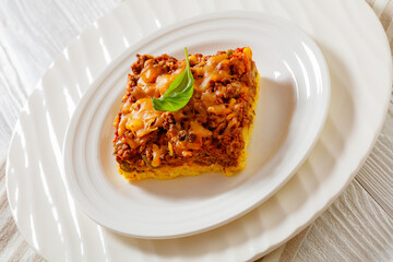 portion of tasty Cajun Beef Cornbread Casserole