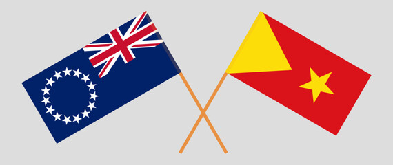 Crossed flags of Cook Islands and Tigray. Official colors. Correct proportion