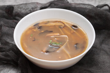 Traditional Japanese hot and sour soup cooked.