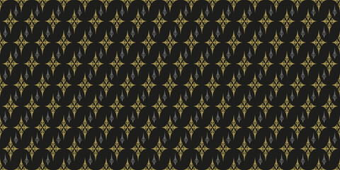 Decorative background pattern with elements on a black background for your design. Seamless pattern, texture. Vector illustration