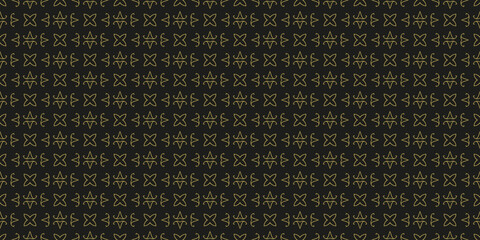 Dark background pattern with decorative elements on a black background. Seamless pattern, texture. Vector illustration