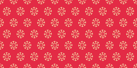Background pattern with decorative elements on a red background. Seamless pattern, texture. Vector illustration