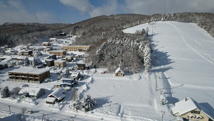 Fototapeta na wymiar Furano, Japan - December 19, 2022: Furano and Biei During Winter Season