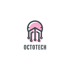 Creative octopus technology logo design illustration