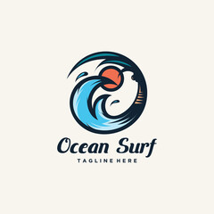 Creative ocean and wave logo design illustration