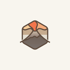Creative volcano logo design illustration - obrazy, fototapety, plakaty