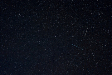 Geminids Meteor Shower with North Star Stars Circling Polaris Night Sky Skyscape