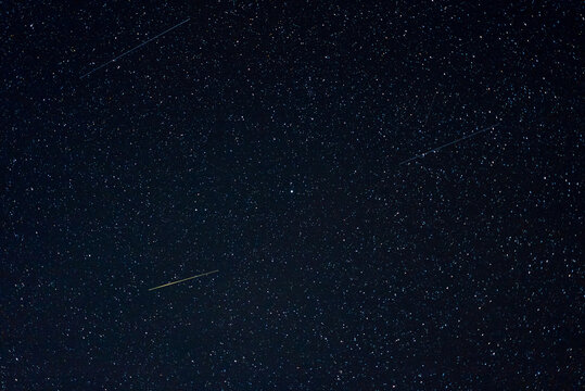 Geminids Meteor Shower with North Star Stars Circling Polaris Night Sky Skyscape