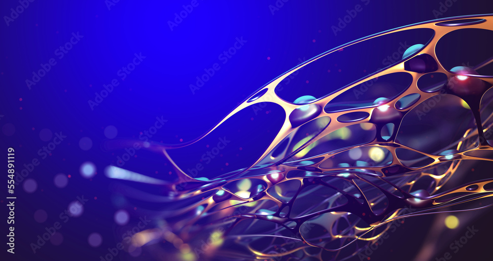 Leinwandbilder Electrical impulse of neural networks. High-tech nano material. 3d illustration of abstract cyberspace
