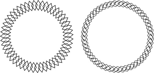 Decorative empty round frame with lines pattern. Patterned abstraction of vector design elements. Vector, illustration.