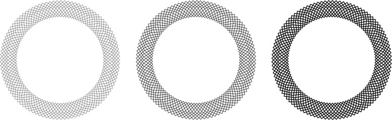 Decorative empty round frame with lines pattern. Patterned abstraction of vector design elements. Vector, illustration.