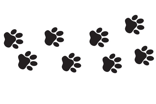A trace of a pet. Silhouette of a cat's paw. Paw prints. A dog or cat puppy icon.