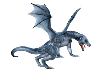 3D Rendering Fairy Tale Dragon on White