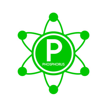 recommend clip art: Minerals phosphorus icon in atom green form simple line isolated on white background. Medical symbol science concept. Vector EPS10 illustration.