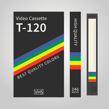 black vhs cassette cover template vector