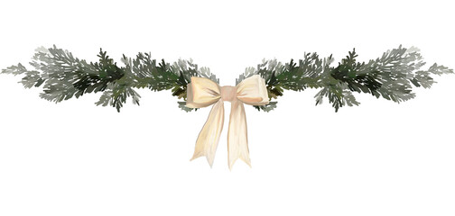 Decorative juniper garland with bow © milavas