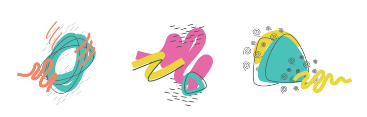 abstract lines, shape, circle, doodle, dot. modern compositions in a minimalist style. fashionable template for print, paper, web design. vector art illustration.