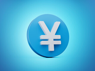 3d Yen symbol Blue White colors 3d illustration