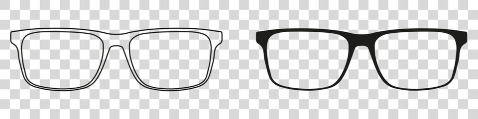 A set of glasses isolated. Vector glasses model icons. Sunglasses, glasses, isolated on white background.