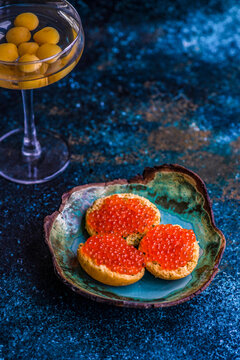 Bruschetta with red caviar