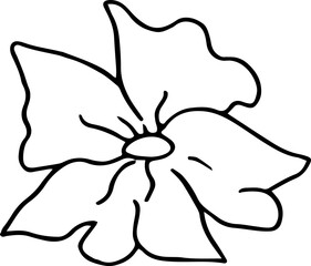 Hand drawn flower on white background. One line contour floral drawing. Outline botanical element. Vector illustration