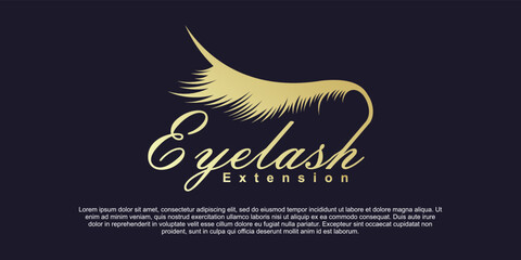 Fototapeta na wymiar Modern eyelash logo design template with gold gradient concept Premium Vektor