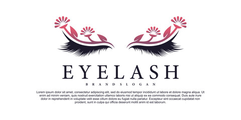 Eyelashes logo icon with creative beauty element concept Premium Vector
