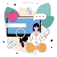 Health and longevity online service or platform. Healthy lifestyle