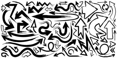 Grunge draft sketch arrow vector. punk arrows brush. grunge arrow paint. Isolated, transparent background arrows.	
