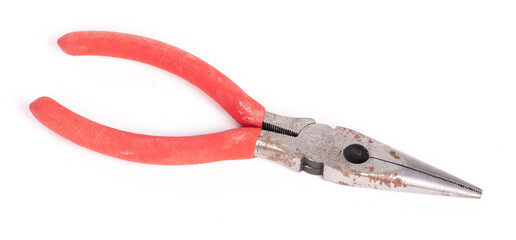 Pliers pincers isolated on white background, top view