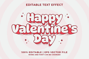 3d Happy Valentine's Day Cartoon Editable Text Effect Premium Vector