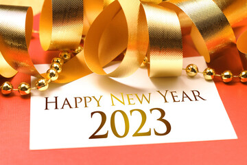 Happy New Year 2023 with decoration.