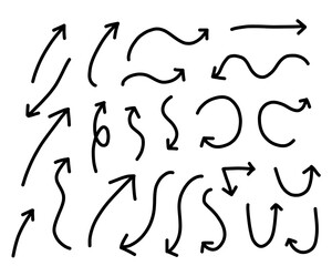 Arrow hand drawn set. Arrow collection. Vector illustration.Arrow vector collection. Arrow. Cursor. Modern simple arrows