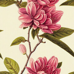 vintage botanical drawing, Flame Lily flower pattern , Gloriosa Rothschildiana , seamless pattern