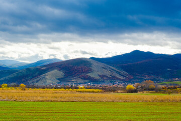 Amazing view of Magnificent autumn carpet in The Rhodope mountains