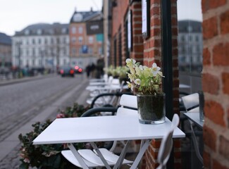 A restaurant in an old brick building .